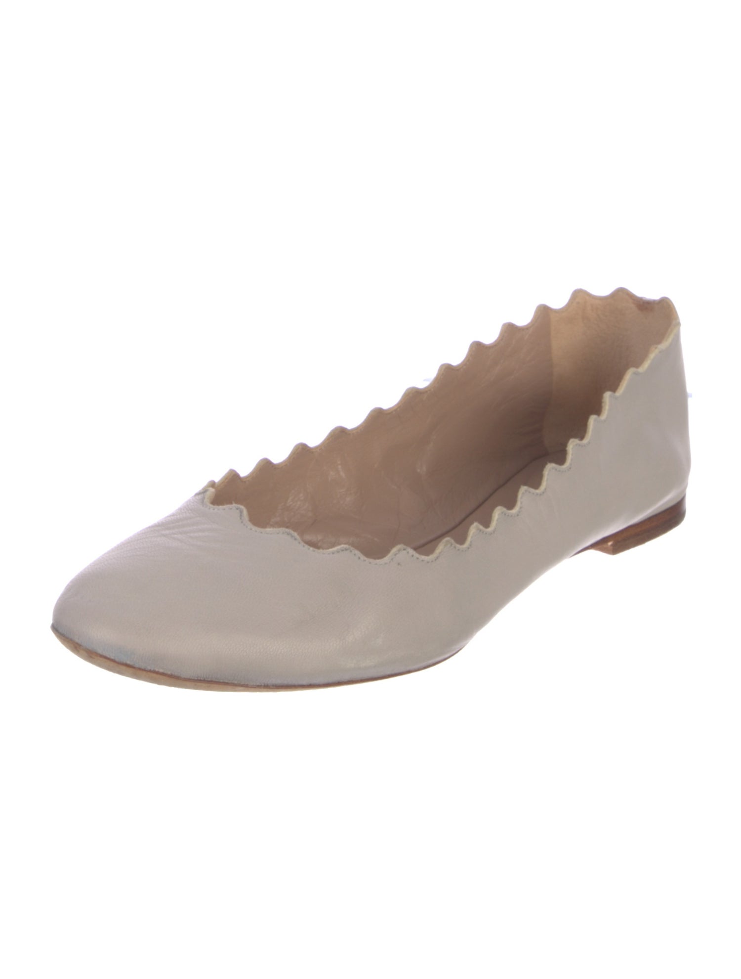 Chloé Leather Scalloped Accent Ballet Flats
