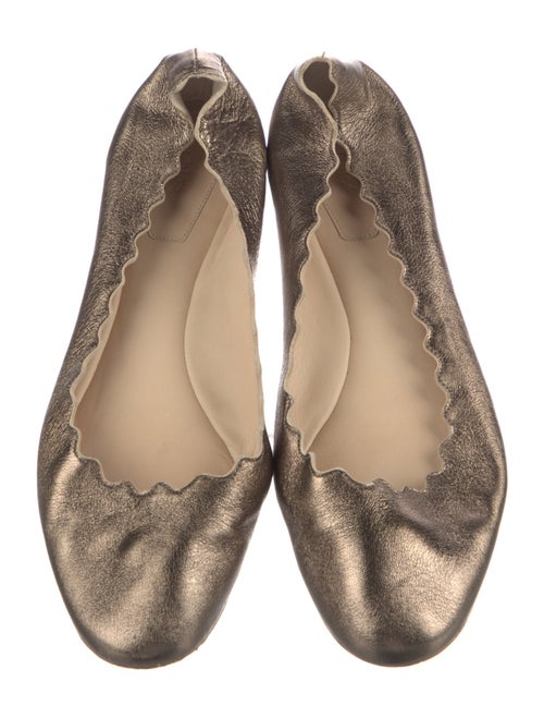 Chloé Leather Scalloped Accent Flats