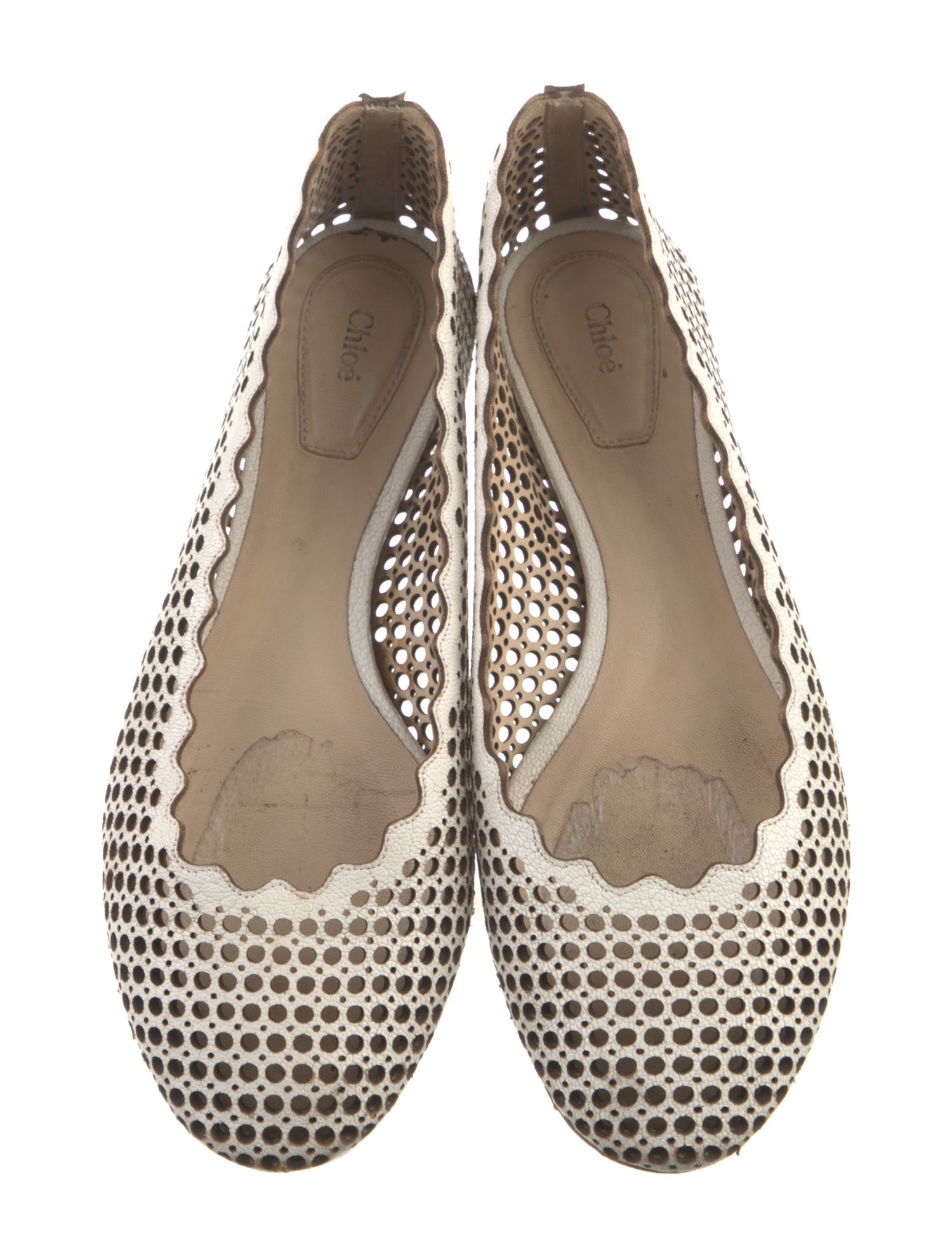 Chloé Leather Scalloped Accent Flats