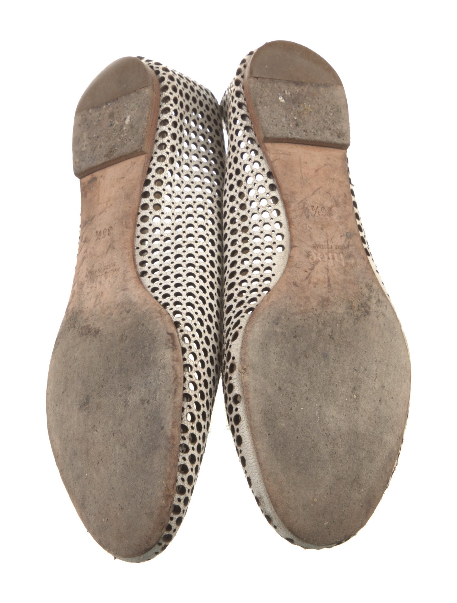 Chloé Leather Scalloped Accent Flats