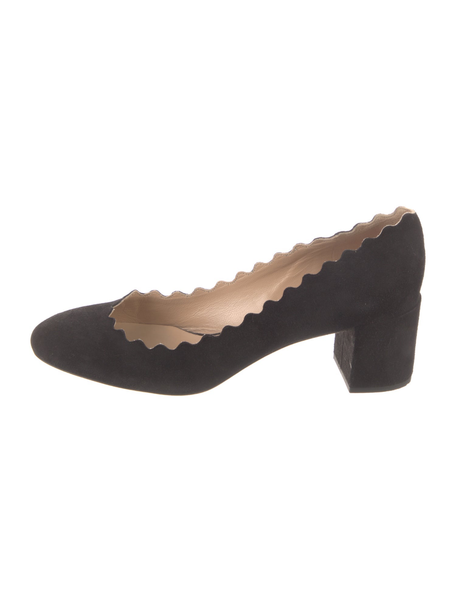 Chloé Suede Scalloped Accent Pumps