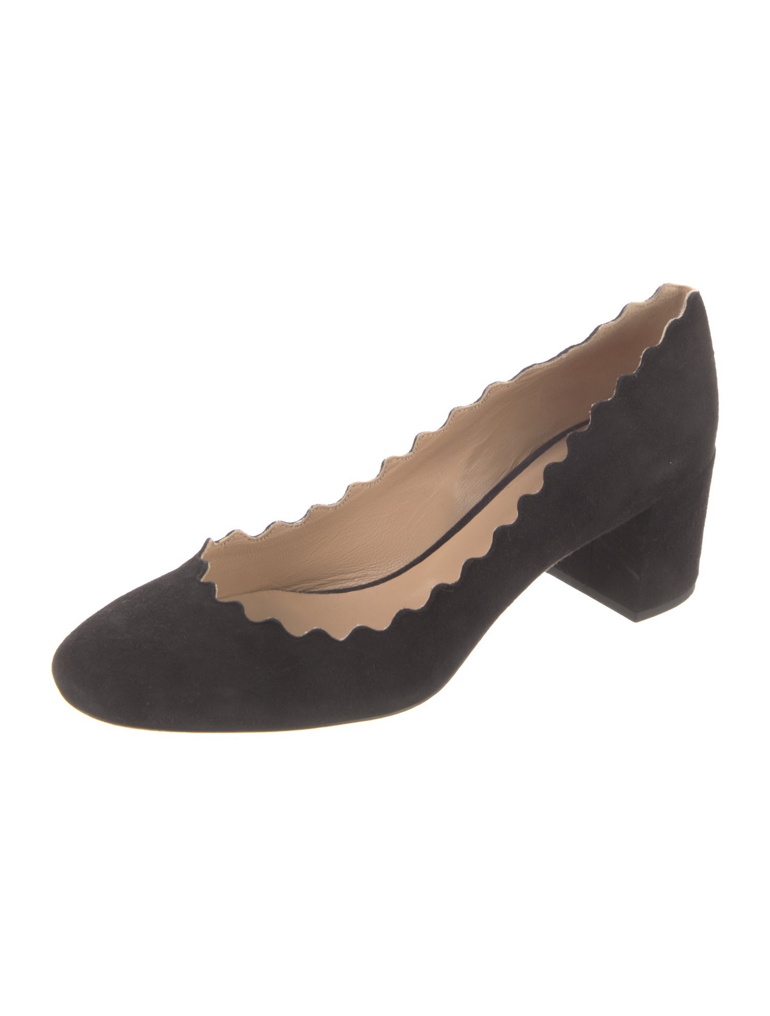 Chloé Suede Scalloped Accent Pumps