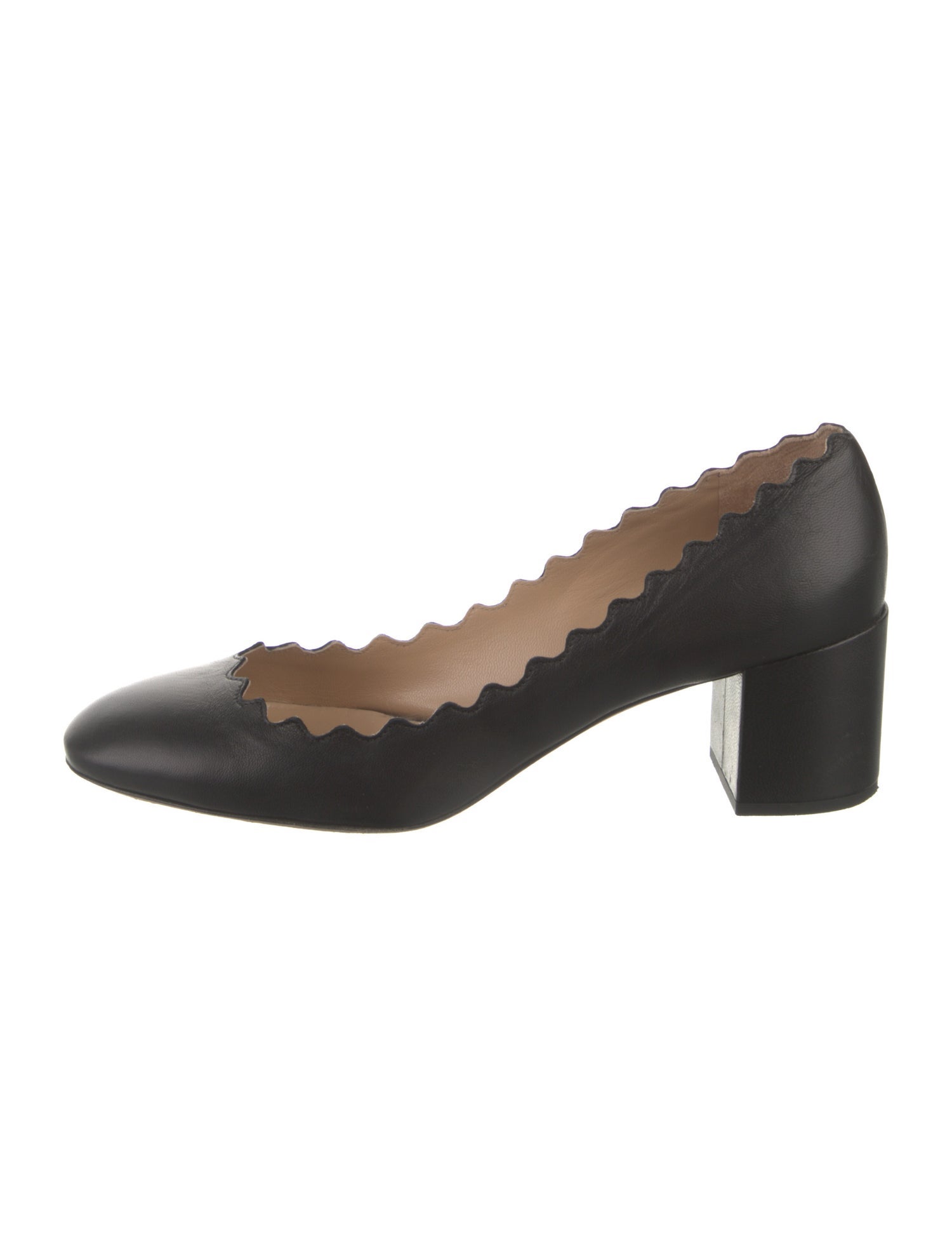 Chloé Leather Scalloped Accent Pumps