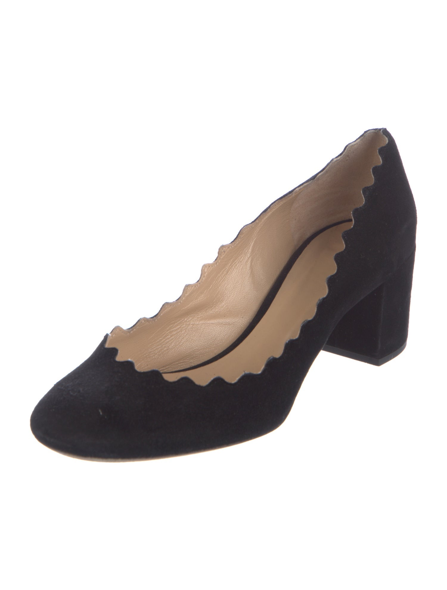 Chloé Suede Scalloped Accent Pumps