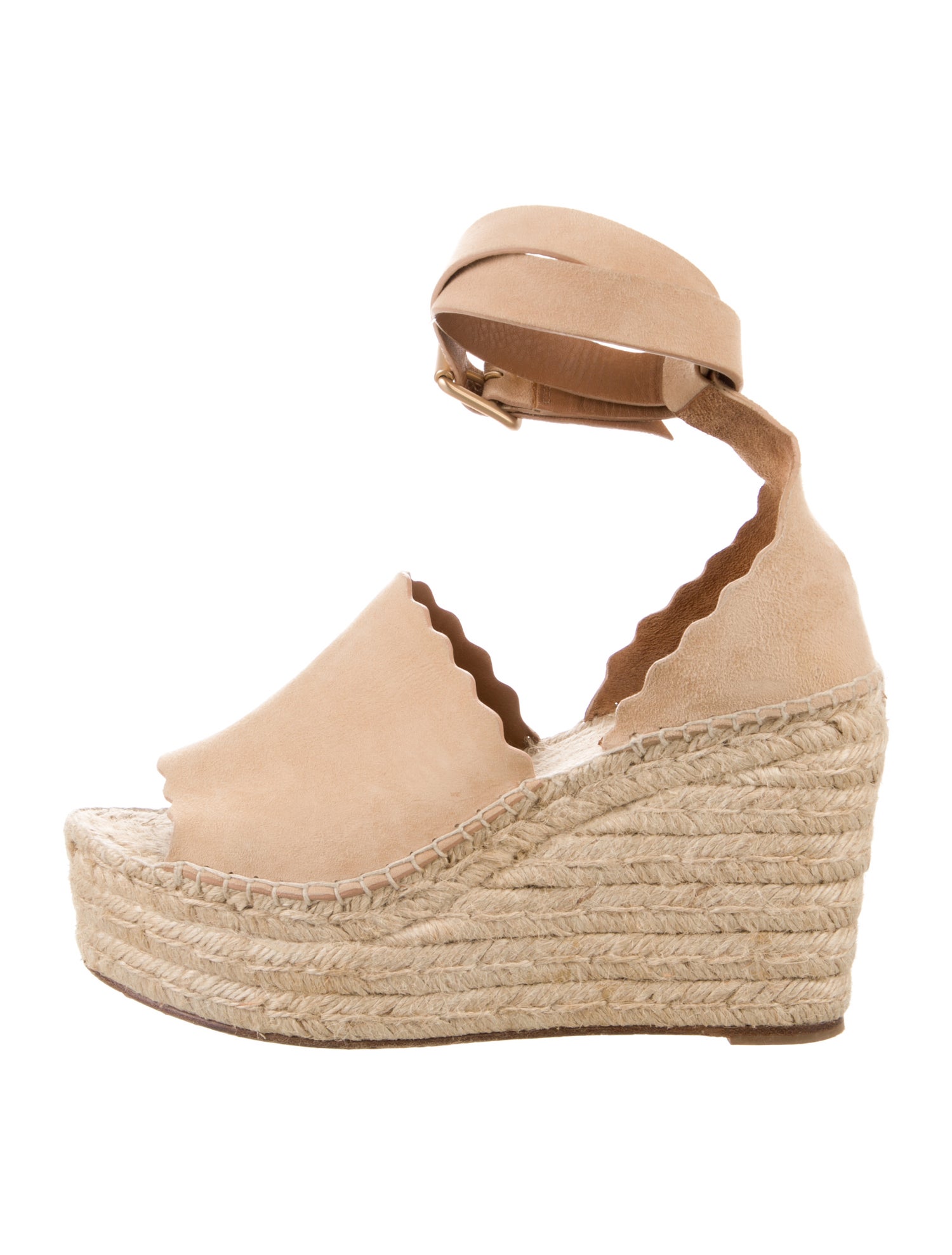 Chloé Suede Scalloped Accent Espadrilles