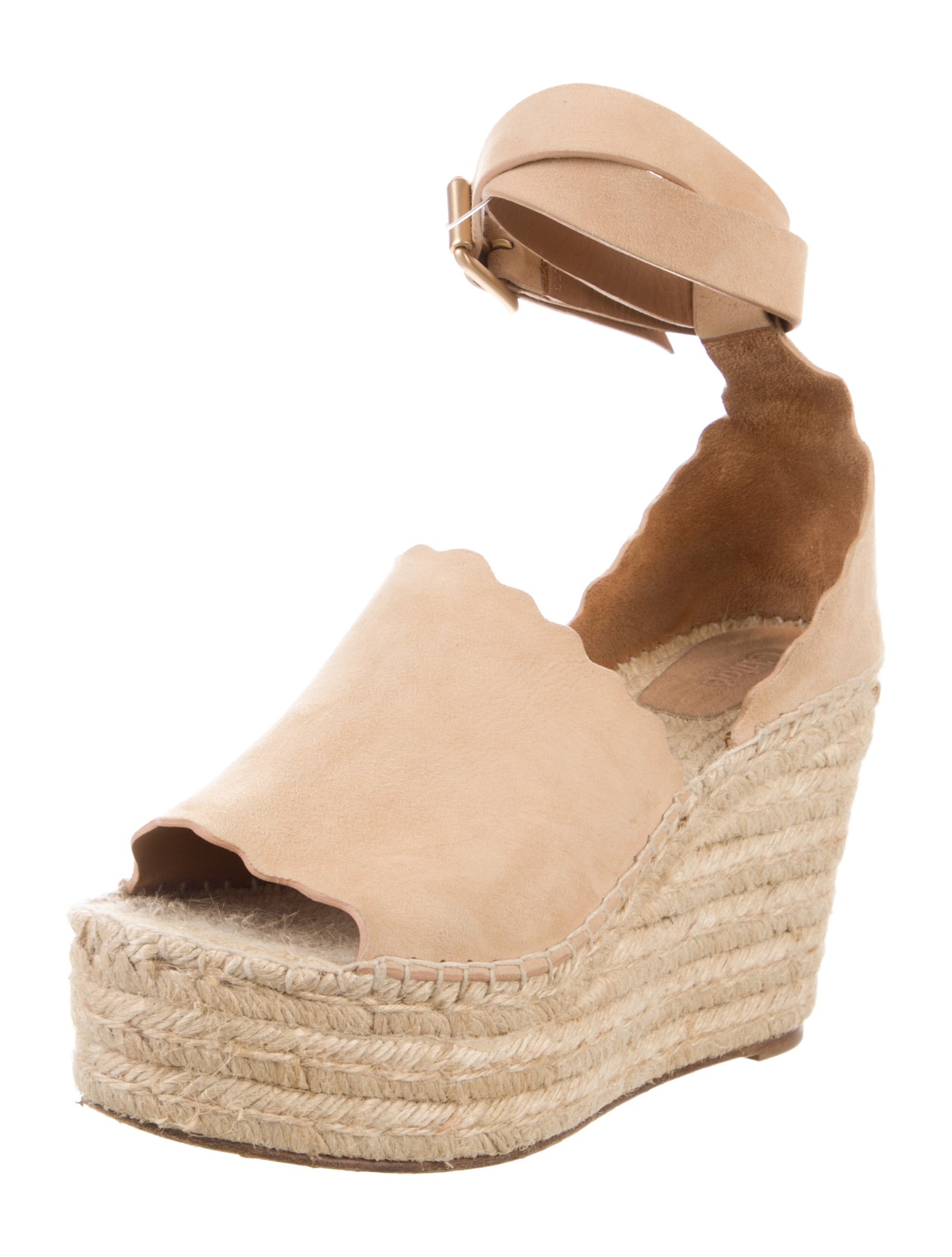 Chloé Suede Scalloped Accent Espadrilles