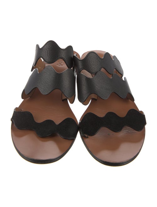 Chloé Leather Scalloped Accent Slides