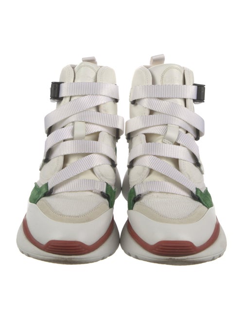Chloé Canvas Leather Trim Embellishment Wedge Sneakers