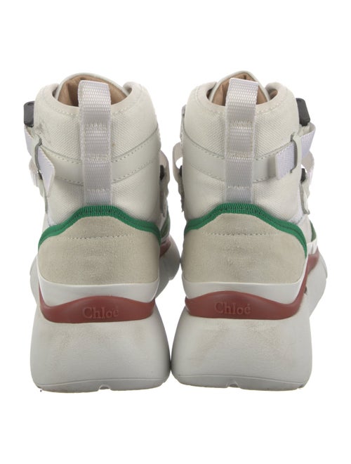 Chloé Canvas Leather Trim Embellishment Wedge Sneakers