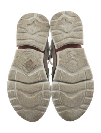 Chloé Canvas Leather Trim Embellishment Wedge Sneakers