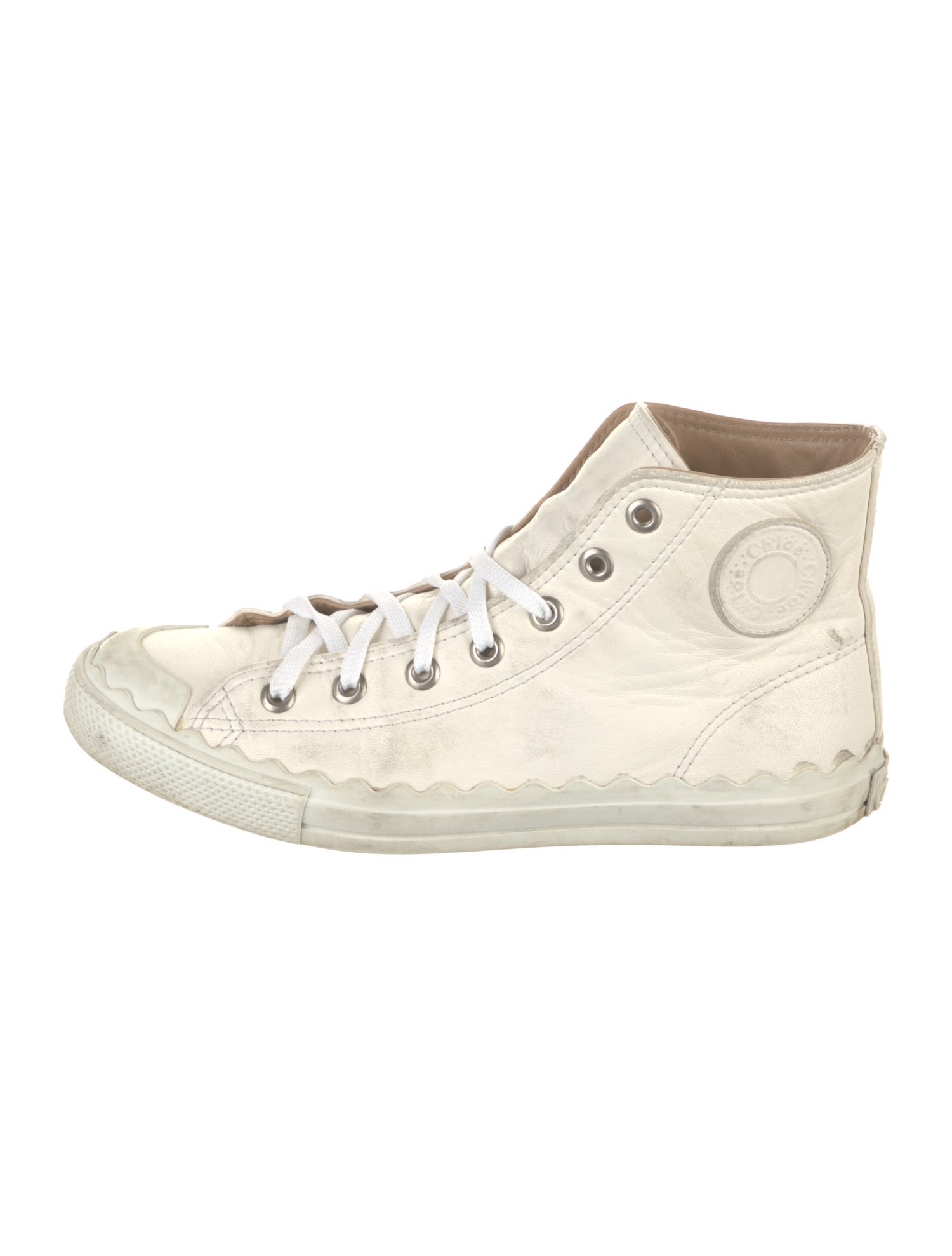 Chloé Leather Scalloped Accent Sneakers