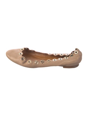 Chloé Leather Scalloped Accent Ballet Flats