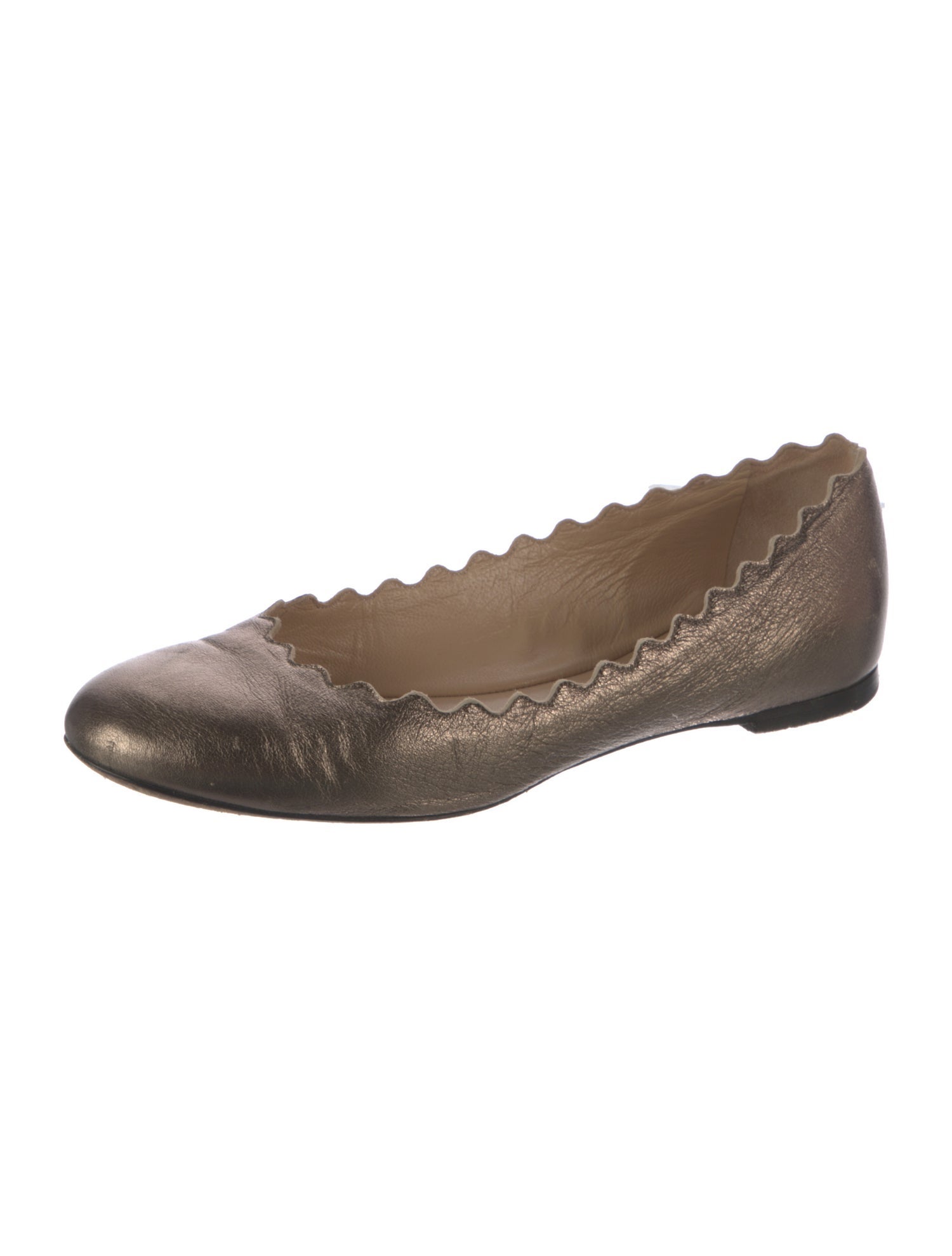 Chloé Leather Scalloped Accent Ballet Flats