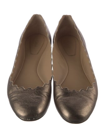 Chloé Leather Scalloped Accent Ballet Flats