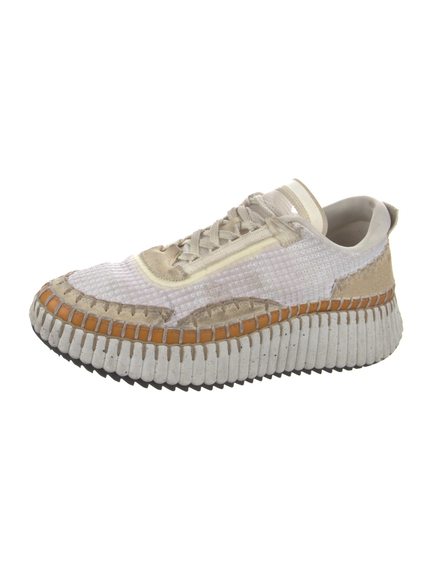 Chloé Colorblock Pattern Whipstitch Trim Sneakers