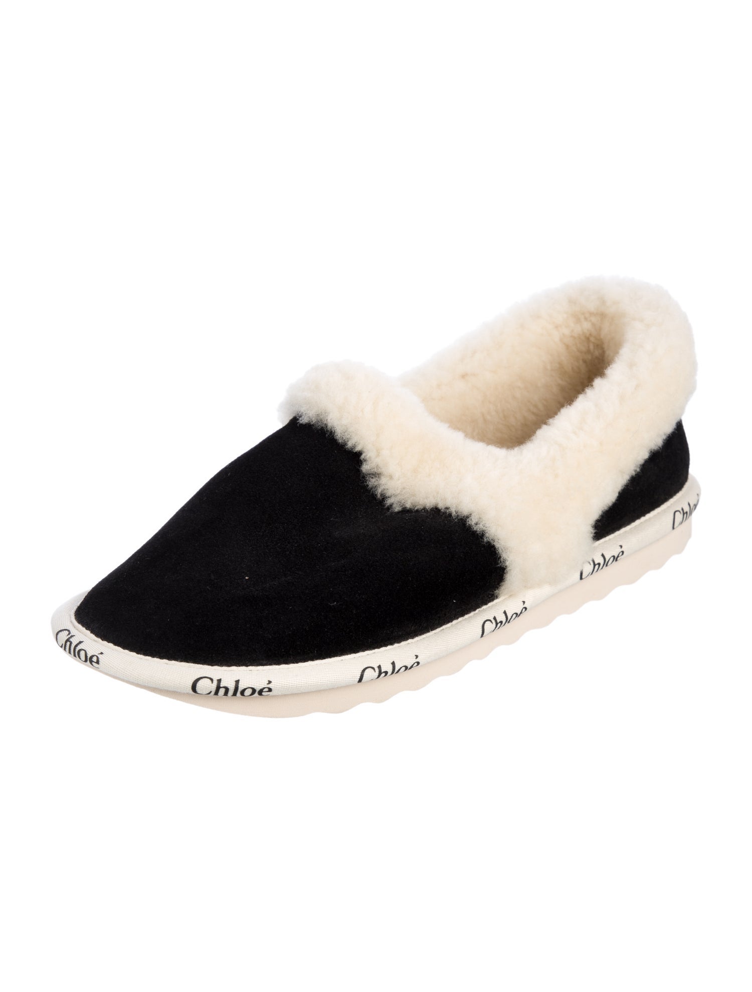 Chloé Suede Colorblock Pattern Flats