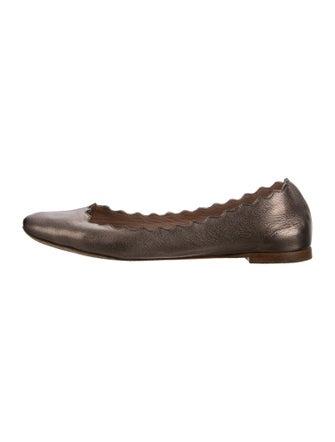 Chloé Leather Scalloped Accent Ballet Flats