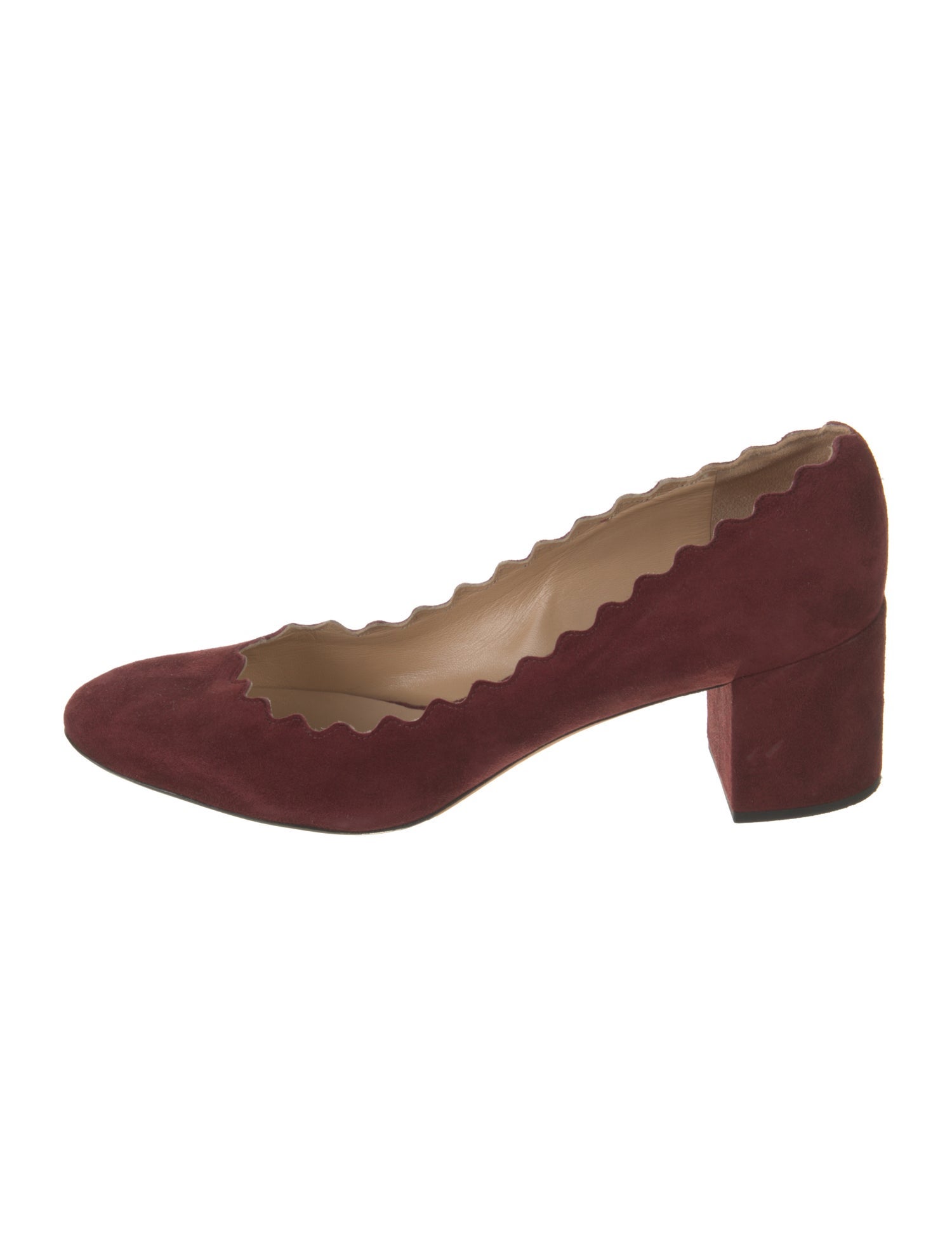 Chloé Suede Scalloped Accent Pumps