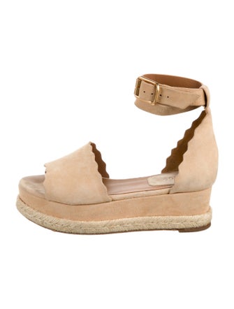 Chloé Suede Scalloped Accent Espadrilles