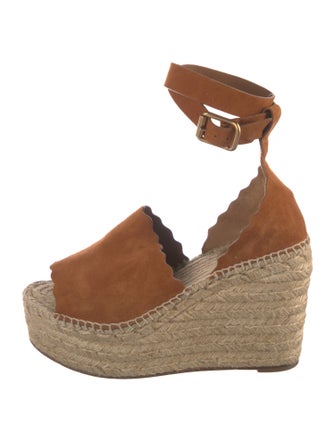 Chloé Suede Scalloped Accent Espadrilles
