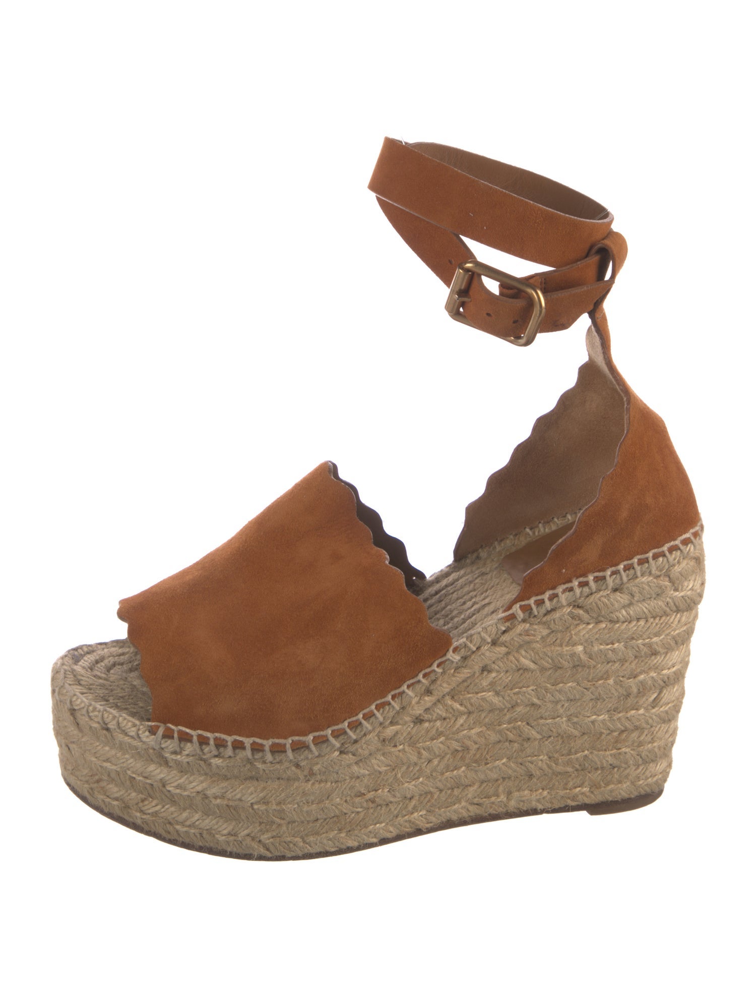 Chloé Suede Scalloped Accent Espadrilles
