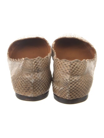 Chloé Snakeskin Scalloped Accent Ballet Flats