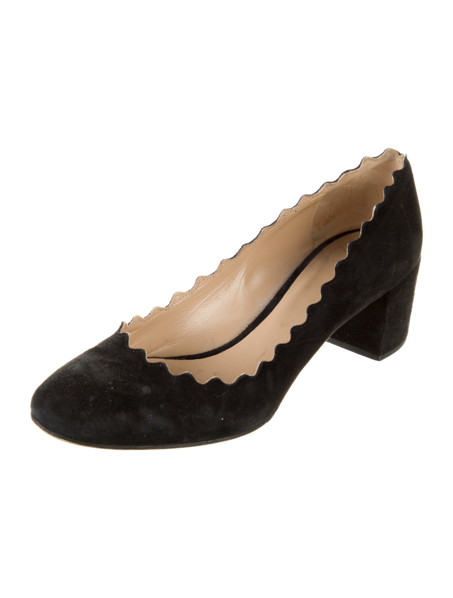 Chloé Suede Scalloped Accent Pumps