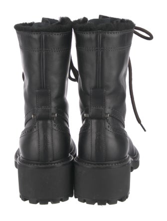 Chloé Leather Fur Trim Combat Boots