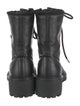 Chloé Leather Fur Trim Combat Boots