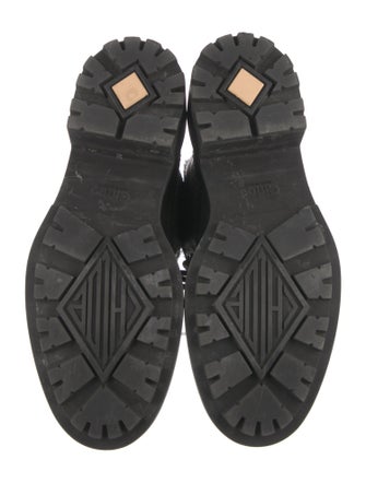 Chloé Leather Fur Trim Combat Boots