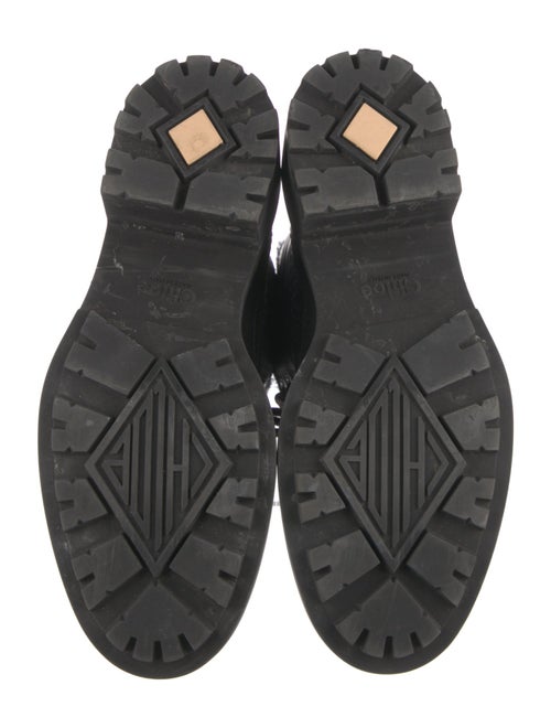 Chloé Leather Fur Trim Combat Boots