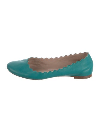 Chloé Leather Scalloped Accent Ballet Flats