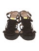 Chloé Suede Fringe Trim Accent T-Strap Sandals