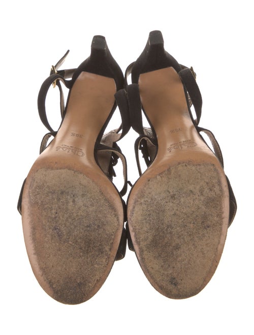 Chloé Suede Fringe Trim Accent T-Strap Sandals