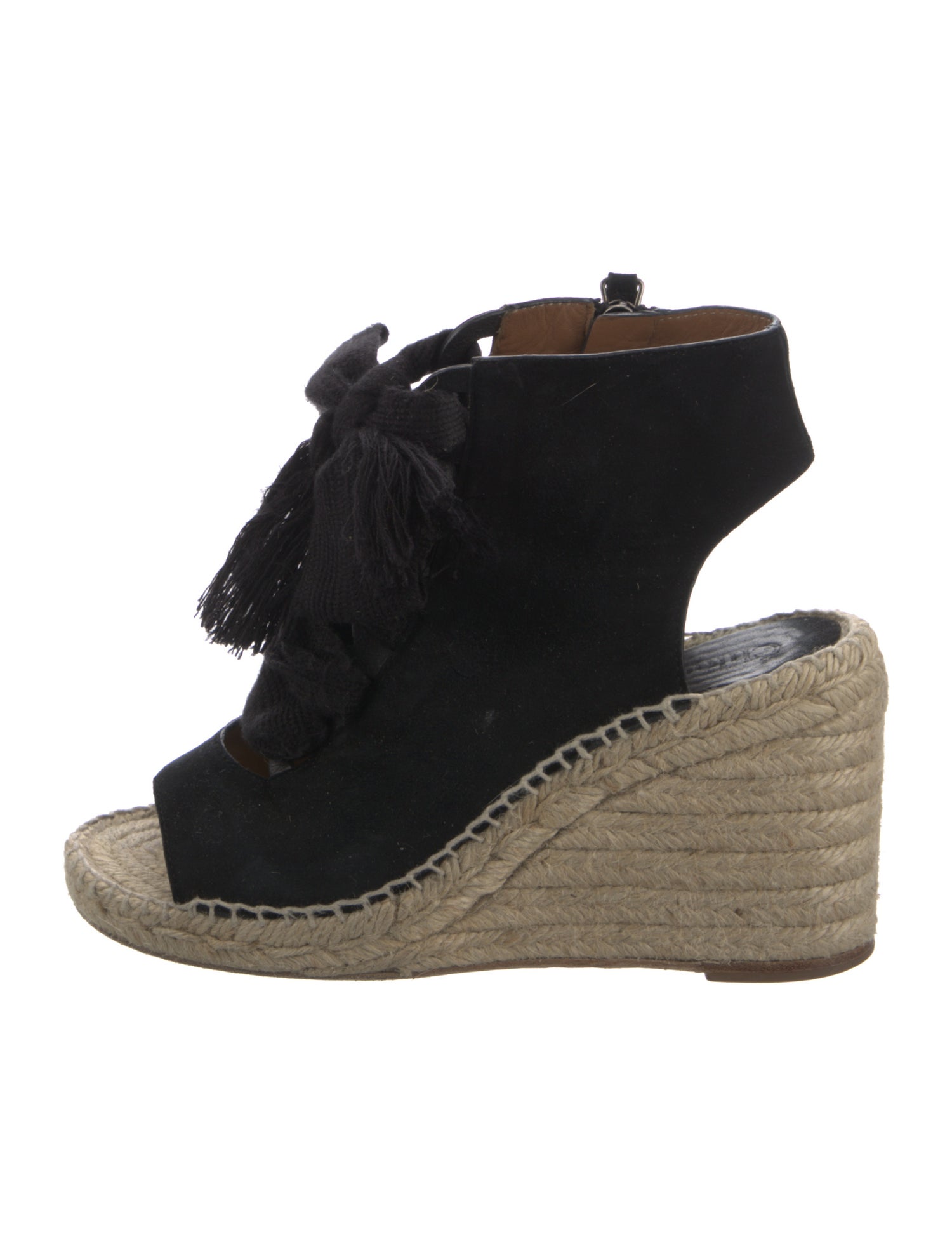Chloé Suede Fringe Trim Accent Espadrilles