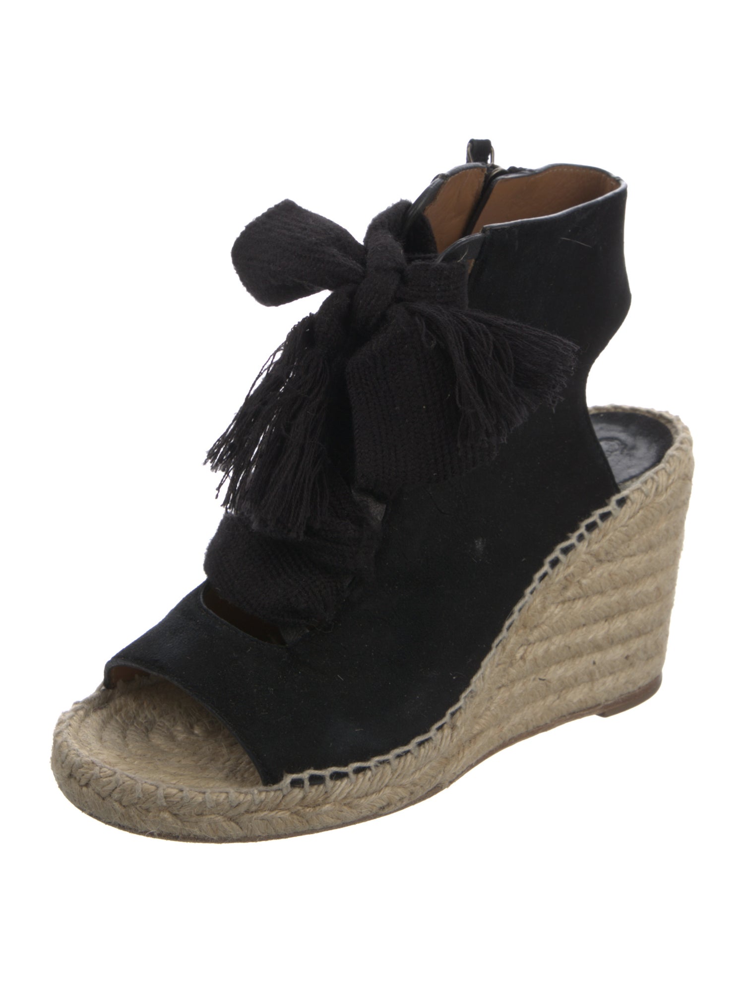 Chloé Suede Fringe Trim Accent Espadrilles