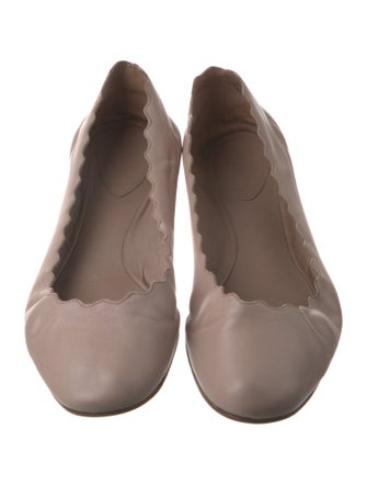 Chloé Leather Scalloped Accent Ballet Flats