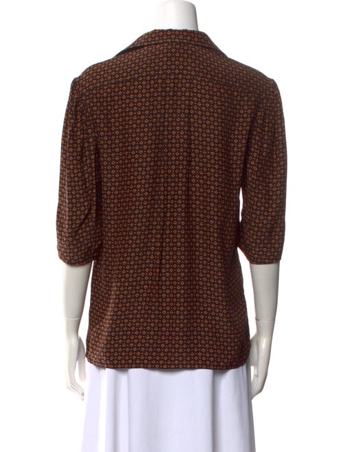 Chloé Printed Three-Quarter Sleeve Button-Up Top
