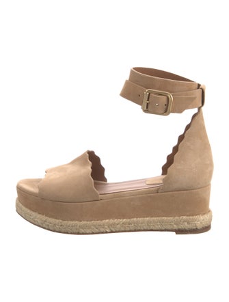 Chloé Suede Scalloped Accent Espadrilles