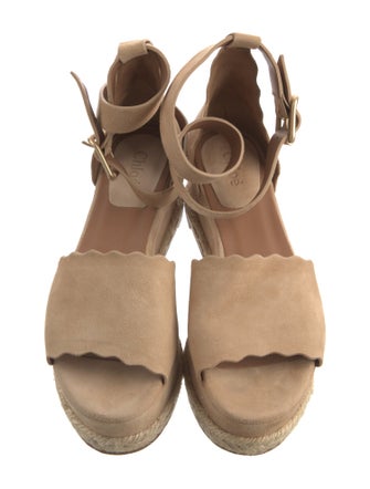 Chloé Suede Scalloped Accent Espadrilles