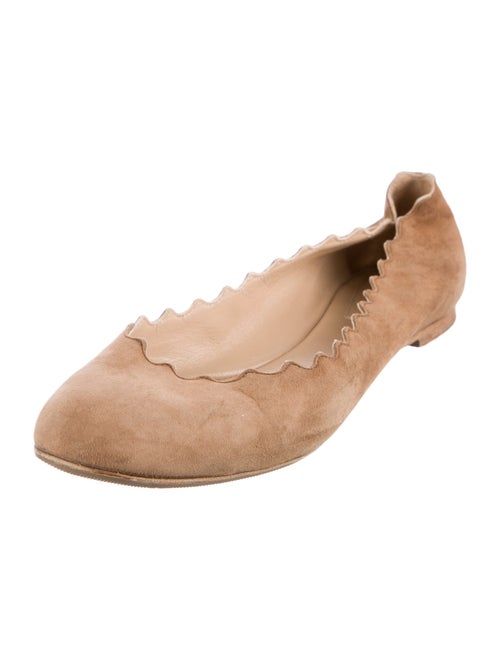 Chloé Suede Scalloped Accent Ballet Flats