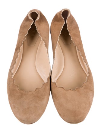 Chloé Suede Scalloped Accent Ballet Flats