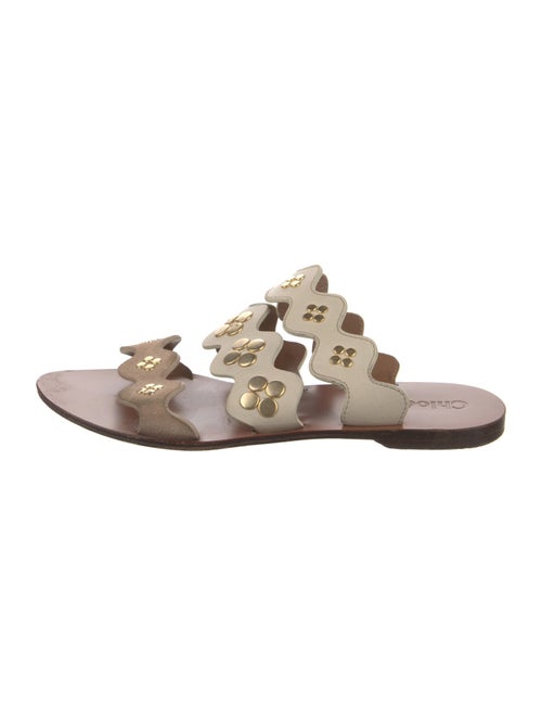 Chloé Leather Studded Accents Slides