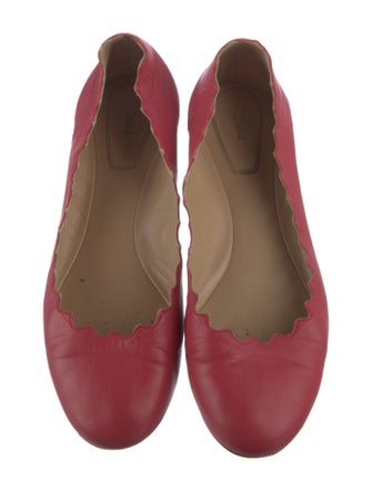 Chloé Leather Scalloped Accent Ballet Flats