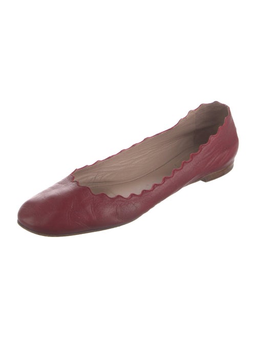 Chloé Leather Scalloped Accent Ballet Flats