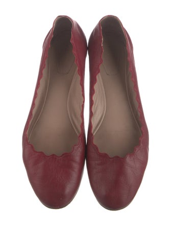 Chloé Leather Scalloped Accent Ballet Flats