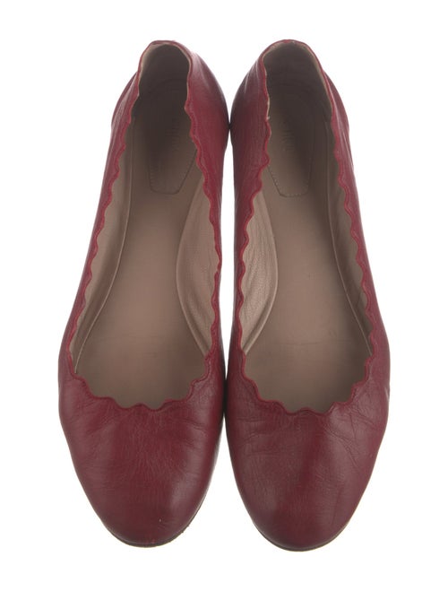 Chloé Leather Scalloped Accent Ballet Flats