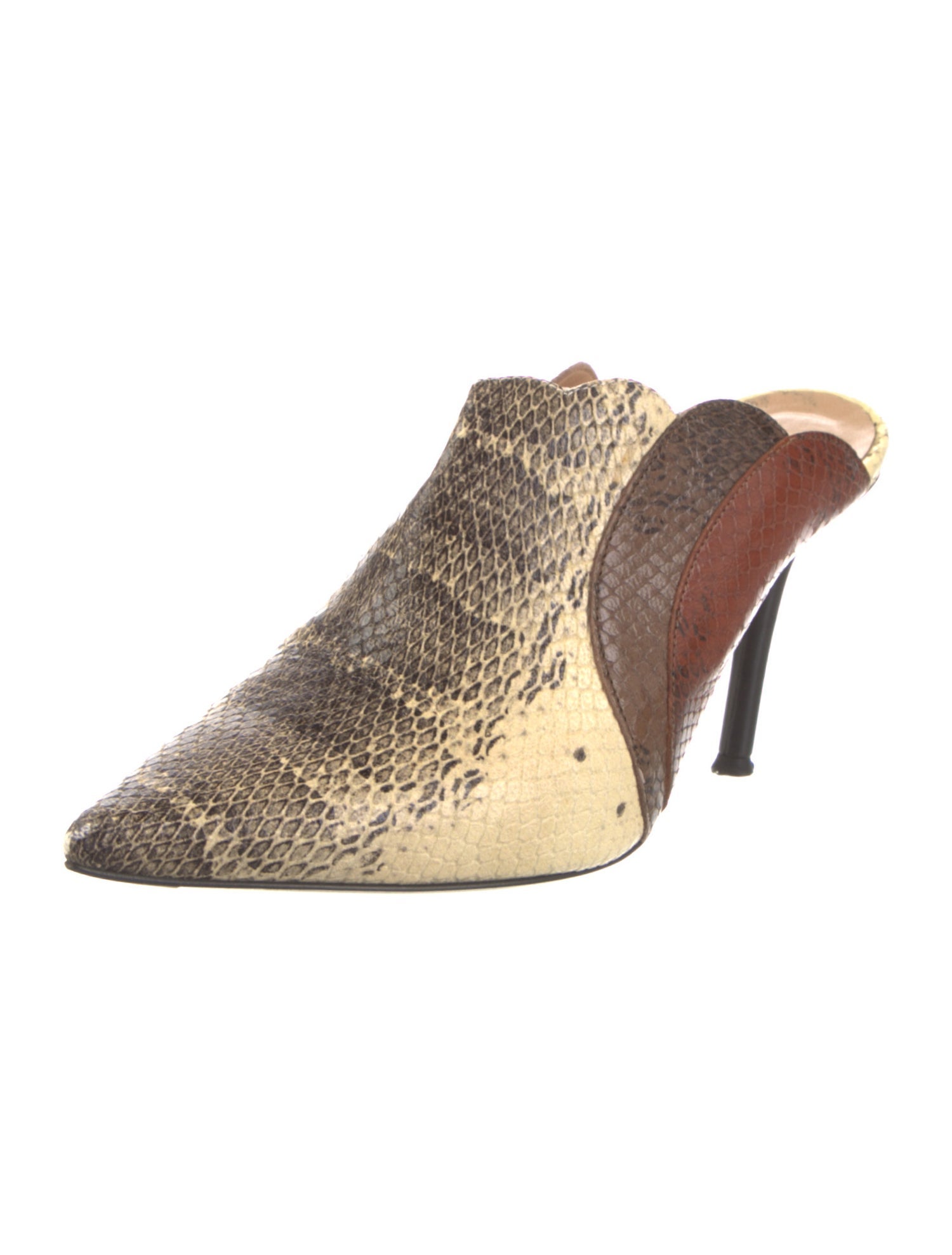 Chloé Embossed Leather Animal Print Mules