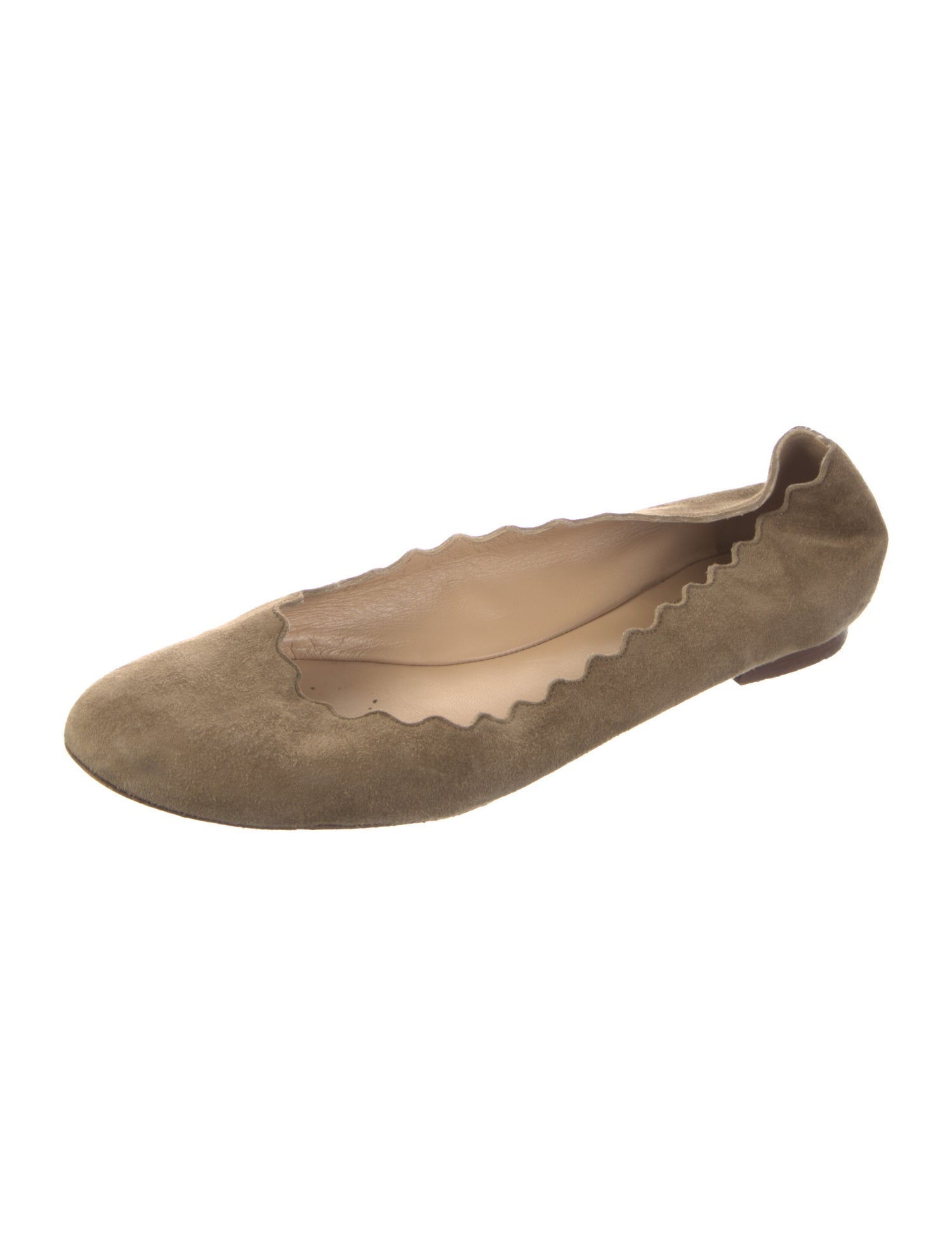 Chloé Suede Scalloped Accent Ballet Flats