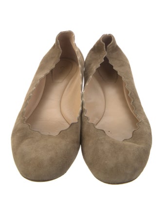 Chloé Suede Scalloped Accent Ballet Flats